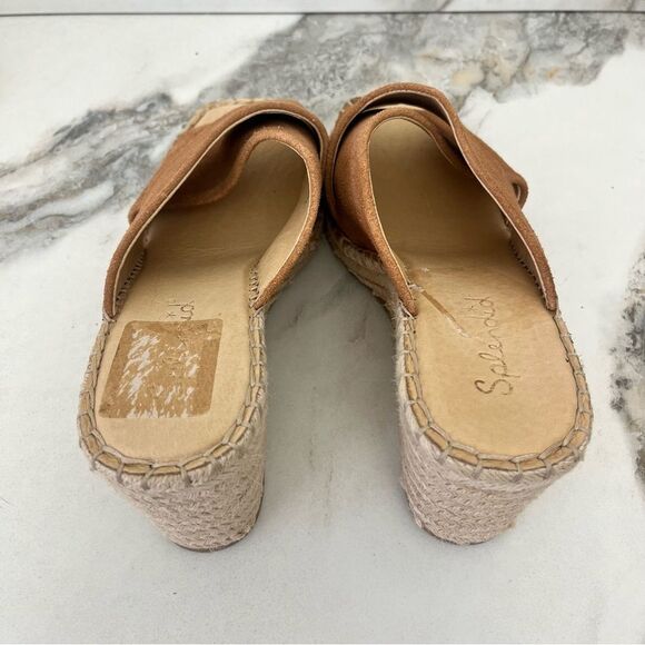 SPLENDID Britt Square Toe Cross Strap Espadrille Wedge in Brown Suede Size 10 - Picture 9 of 14